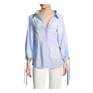 Alice + Olivia Toro embroidered striped top, NWOT, size S, Retail $375.00